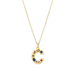 Collar con Circonita Multicolor acabado oro 18k - Alphabet