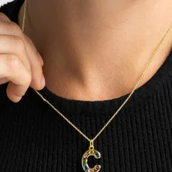 Collar con Circonita Multicolor acabado oro 18k - Alphabet