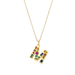 Collar con Circonita Multicolor acabado oro 18k - Alphabet
