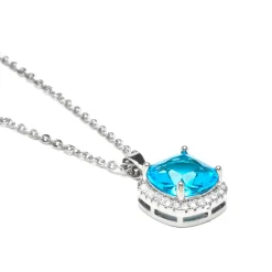 Collar con Circonita Topacio Azul acabado plata - Kada