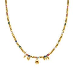 Collar con Cristal Multicolor acabado oro 18k - Damya