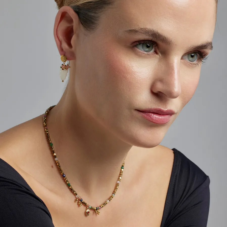 Collar con Cristal Multicolor acabado oro 18k - Damya
