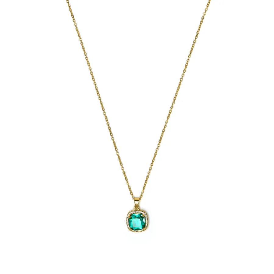 Collar con Cuarzo Hidrotermal Verde Paraiba acabado oro amarillo 18k - Kada