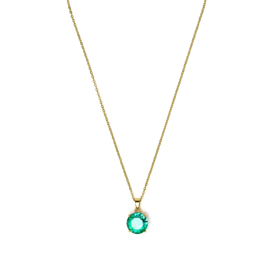 Collar con Cuarzo Hidrotermal Verde Paraiba acabado oro amarillo 18k - Amkru