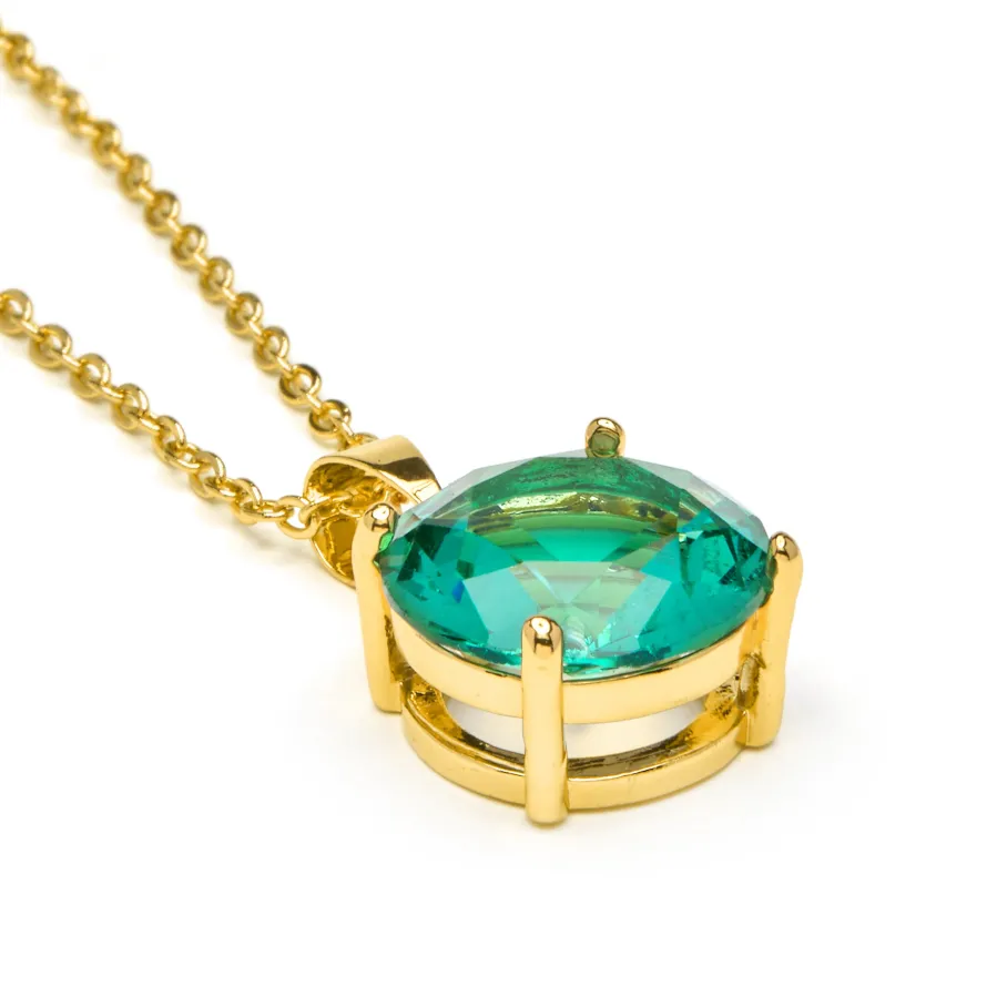 Collar con Cuarzo Hidrotermal Verde Paraiba acabado oro amarillo 18k - Amkru