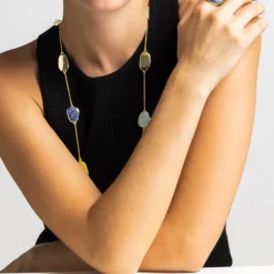 Collar con Lacado Azul acabado oro 18k - Talyu
