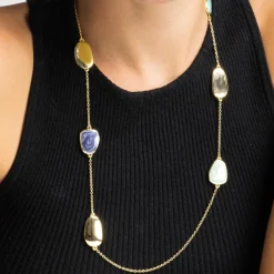 Collar con Lacado Azul acabado oro 18k - Talyu