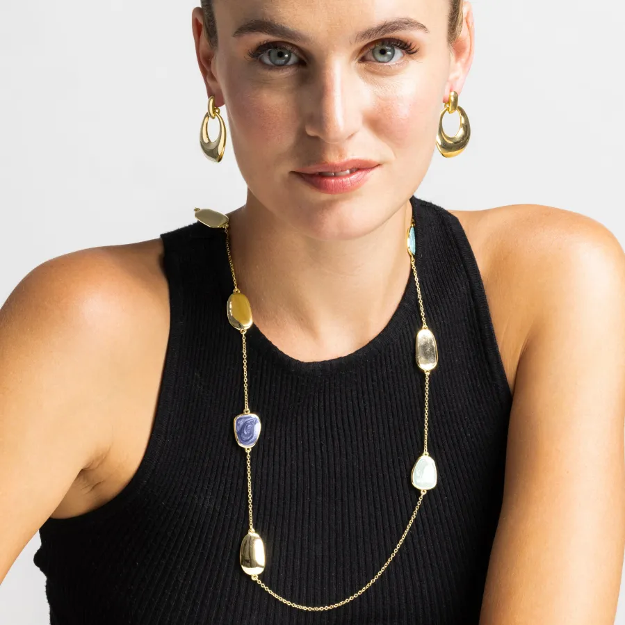 Collar con Lacado Azul acabado oro 18k - Talyu