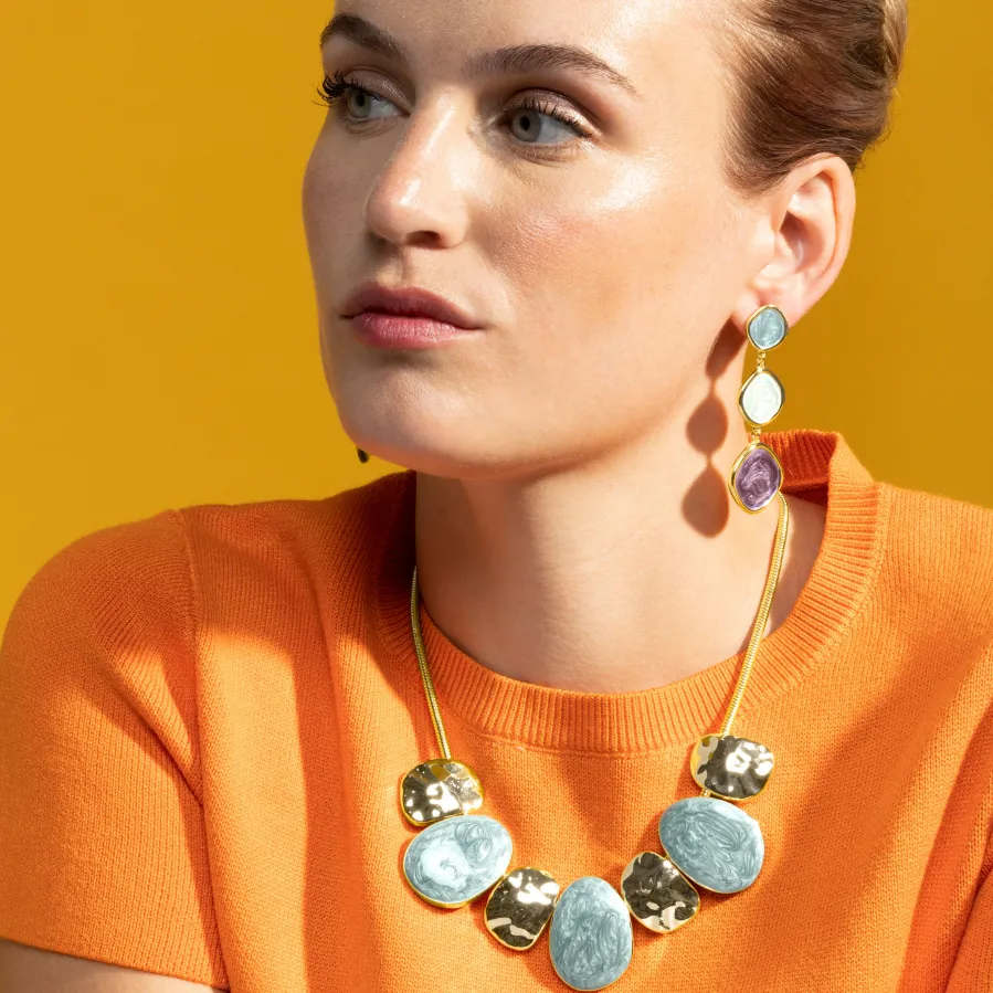 Collar con Lacado Azul acabado oro 18k - Gori