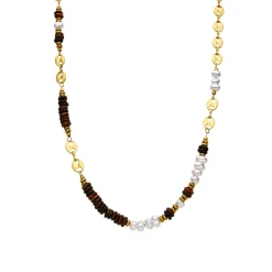 Collar con Ojo de Tigre acabado oro 18k - Kimbalbo