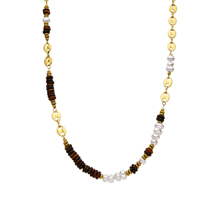 Collar con Ojo de Tigre acabado oro 18k - Kimbalbo