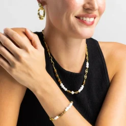 Collar con Ojo de Tigre acabado oro 18k - Kimbalbo