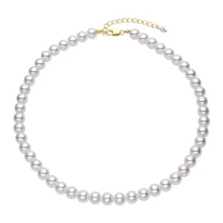 Collar con Perla Blanca acabado oro 18k - Jamel