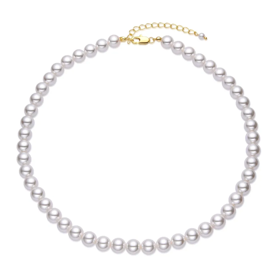 Collar con Perla Blanca acabado oro 18k - Jamel