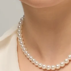 Collar con Perla Blanca acabado oro 18k - Jamel