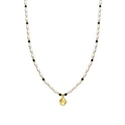 Collar con Perla Blanca acabado oro 18k - Zizi
