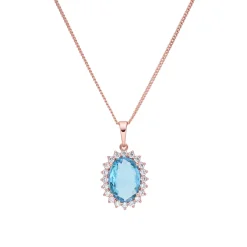 Collar de Circonita Aguamarina acabado en oro rosa de 18k - Huape