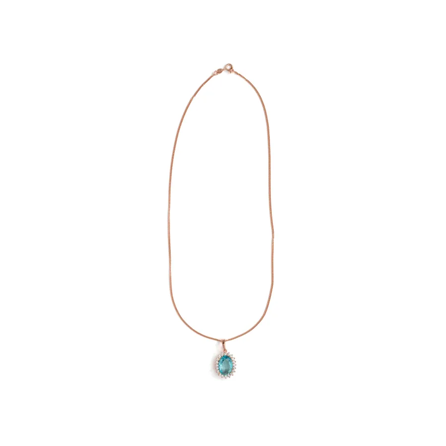 Collar de Circonita Aguamarina acabado en oro rosa de 18k - Huape