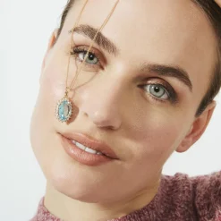 Collar de Circonita Aguamarina acabado en oro rosa de 18k - Huape