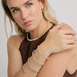 Collar de Circonita Brillante acabado en oro amarillo 18k - Thaura