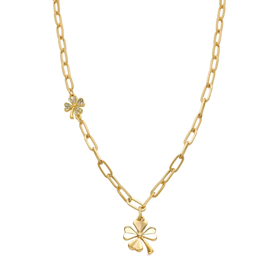Collar de Circonita Brillante acabado en oro amarillo 18K - Flor