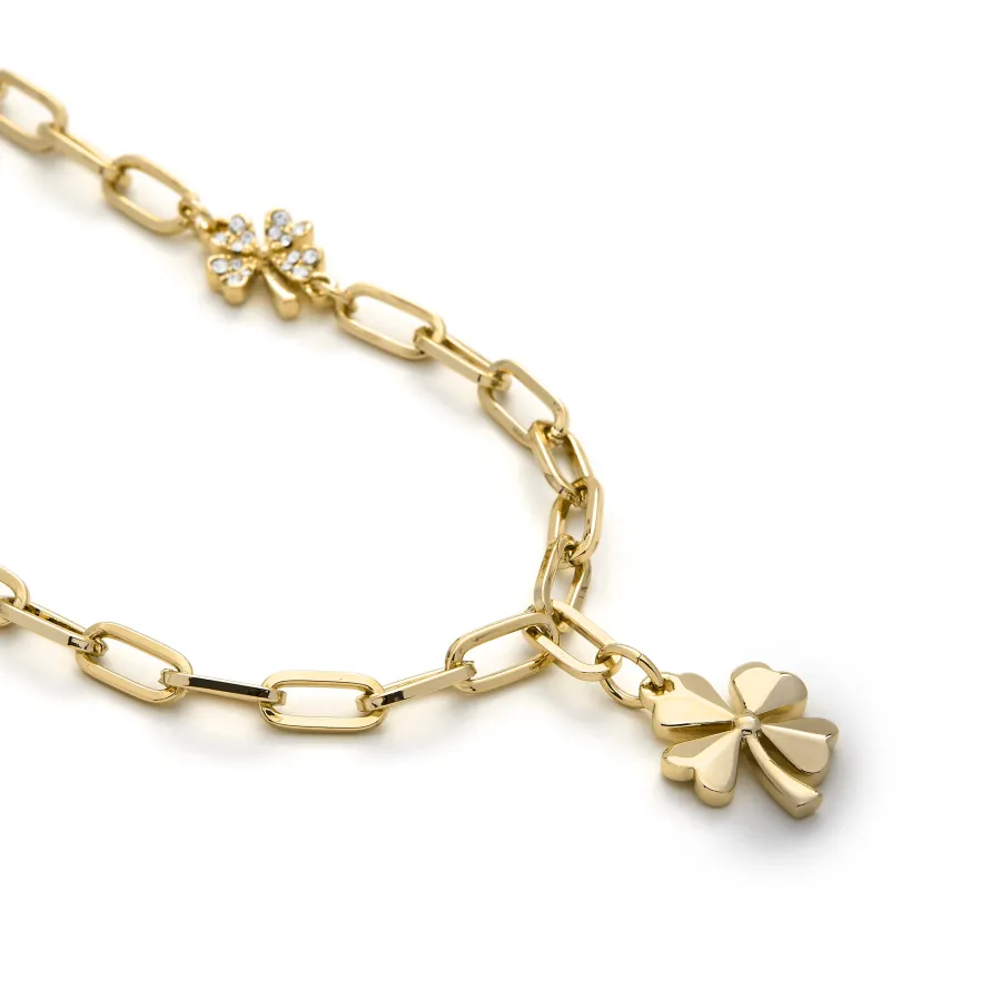 Collar de Circonita Brillante acabado en oro amarillo 18K - Flor
