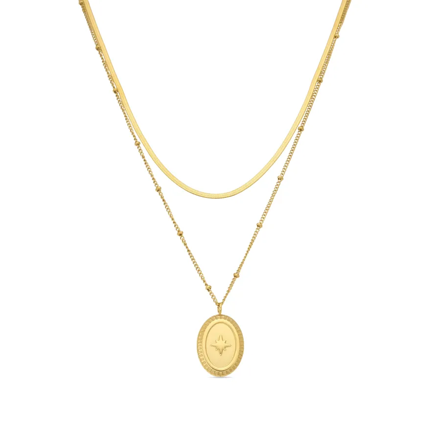 Collar de Circonita Brillante acabado en oro amarillo 18k - Laiwan