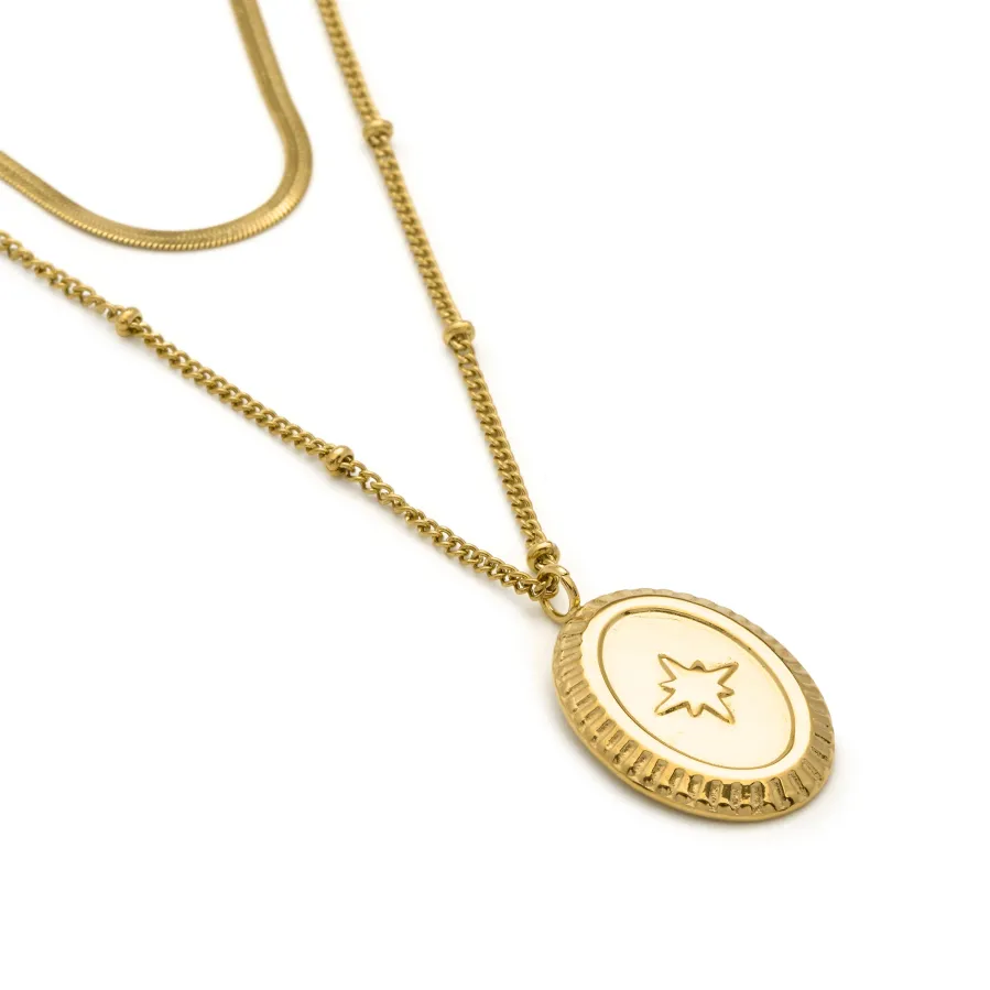 Collar de Circonita Brillante acabado en oro amarillo 18k - Laiwan