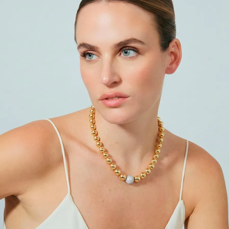 Collar de Circonita Brillante acabado en oro amarillo de 18k - Avihe