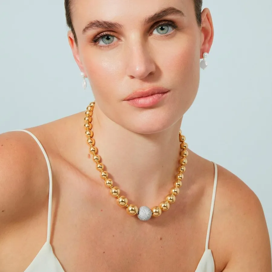 Collar de Circonita Brillante acabado en oro amarillo de 18k - Avihe