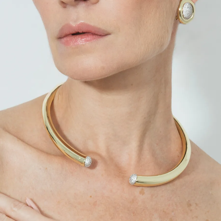 Collar de Circonita Brillante acabado en oro amarillo de 18k - Pharra