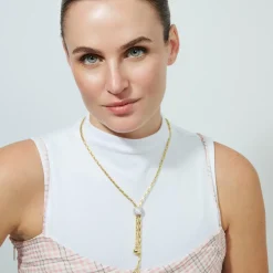 Collar de Circonita Brillante acabado en oro amarillo de 18k - Cymui