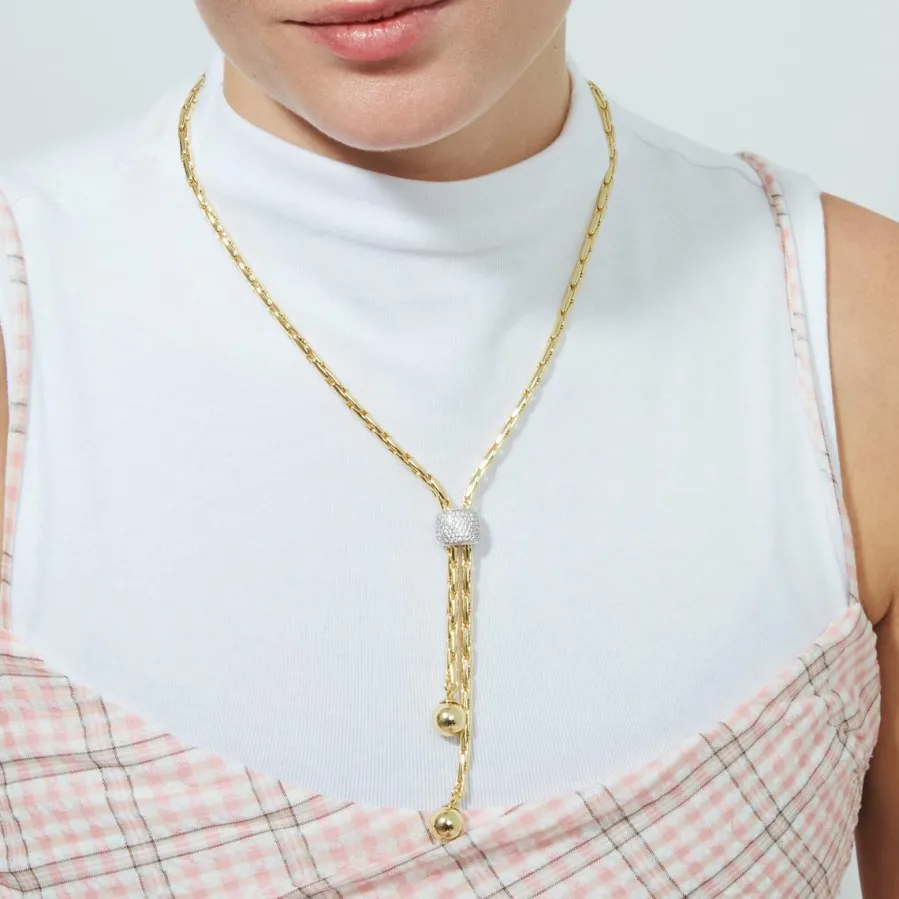 Collar de Circonita Brillante acabado en oro amarillo de 18k - Cymui