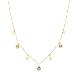 Collar de Circonita Multicolor acabado en oro amarillo 18K - Sunah