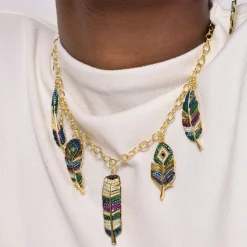 Collar de Circonita Multicolor acabado en oro amarillo 18K - Muisem
