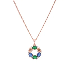 Collar de Circonita Multicolor acabado en oro rosa de 18k - Jafne