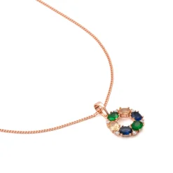 Collar de Circonita Multicolor acabado en oro rosa de 18k - Jafne