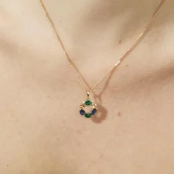 Collar de Circonita Multicolor acabado en oro rosa de 18k - Jafne