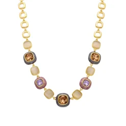 Collar de Circonita Multicolor acabado en oro amarillo 18K - Drogolo