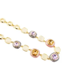 Collar de Circonita Multicolor acabado en oro amarillo 18K - Drogolo