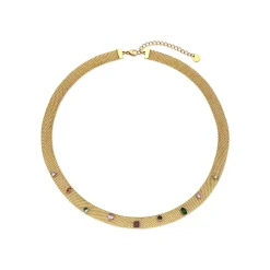 Collar de Circonita Multicolor acabado en oro amarillo 18k - Vaine
