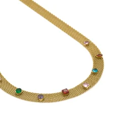 Collar de Circonita Multicolor acabado en oro amarillo 18k - Vaine