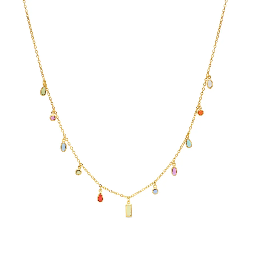 Collar de Circonita Multicolor acabado en oro amarillo de 18k - Ayisha