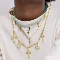 Collar de Cristal Azul acabado en oro amarillo 18K - Lidriel