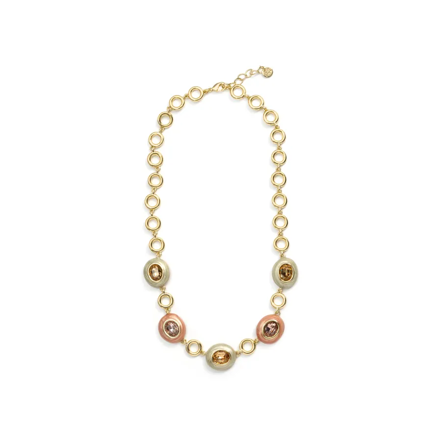 Collar de Cristal Marron acabado en oro amarillo de 18k - Amarke