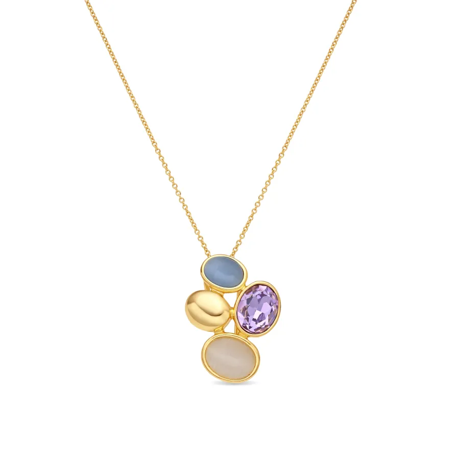 Collar de Cristal Morado acabado en oro amarillo de 18k - Sionu