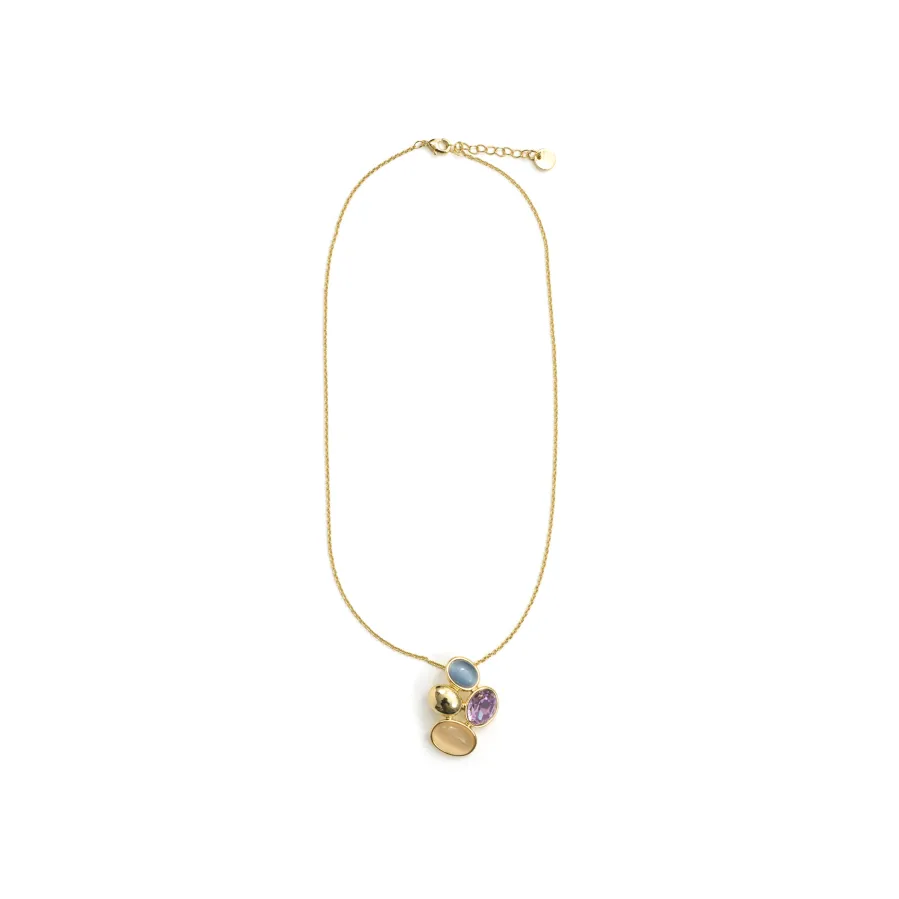Collar de Cristal Morado acabado en oro amarillo de 18k - Sionu