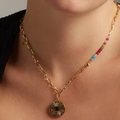Collar de Cristal Multicolor acabado en oro amarillo 18K- Targey