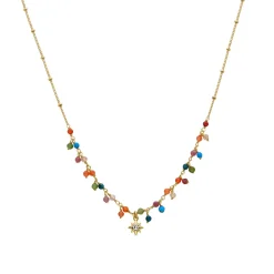 Collar de Cristal Multicolor acabado en oro amarillo 18K - Lision