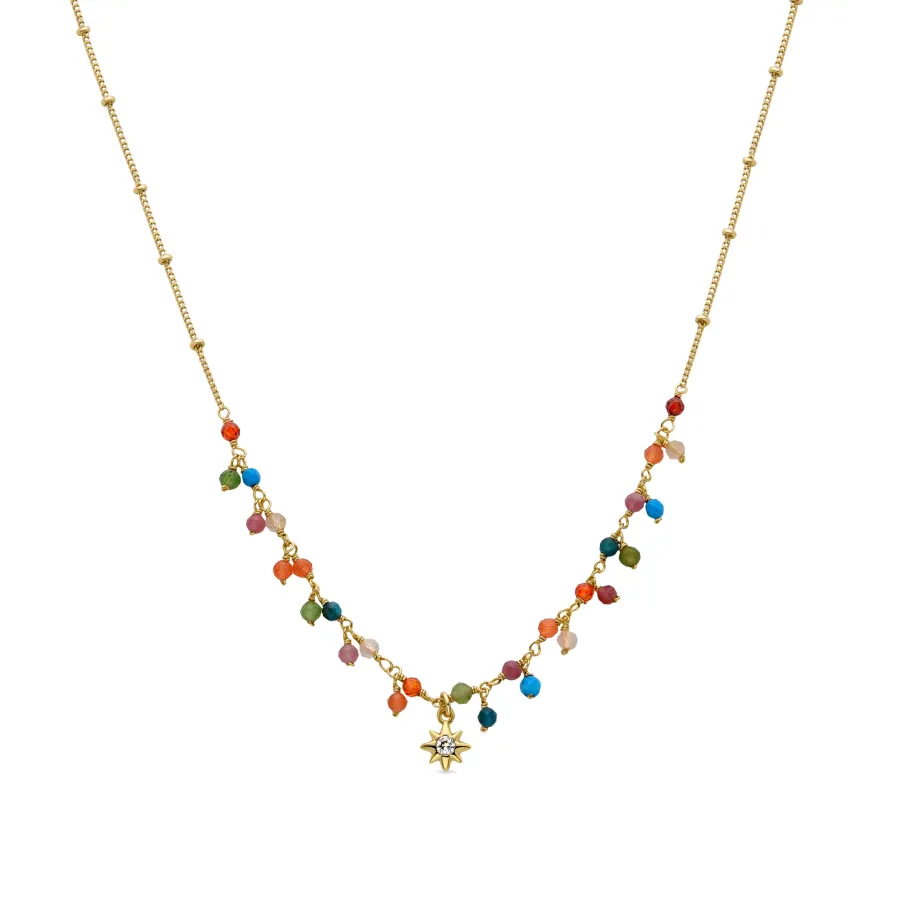 Collar de Cristal Multicolor acabado en oro amarillo 18K - Lision